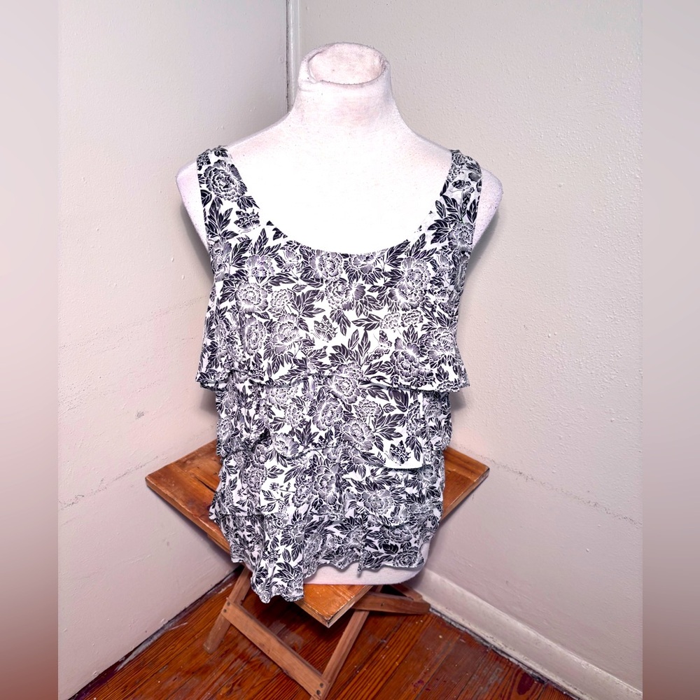 Sunny Leigh Sleeveless Ruffle Tiered Floral & Butterfly Top
